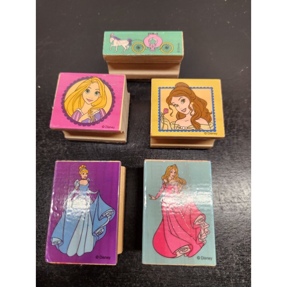 Disney Princess Rubber Stamps Lot -‎ Cinderella Belle Rapunzel Aurora